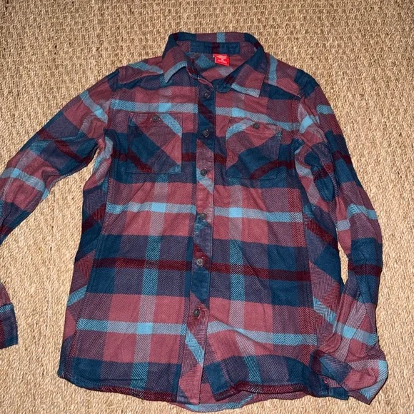 Eastern Mountain Sports Plaid Shirt - Burgundy and Navy - Picture 3 of 4